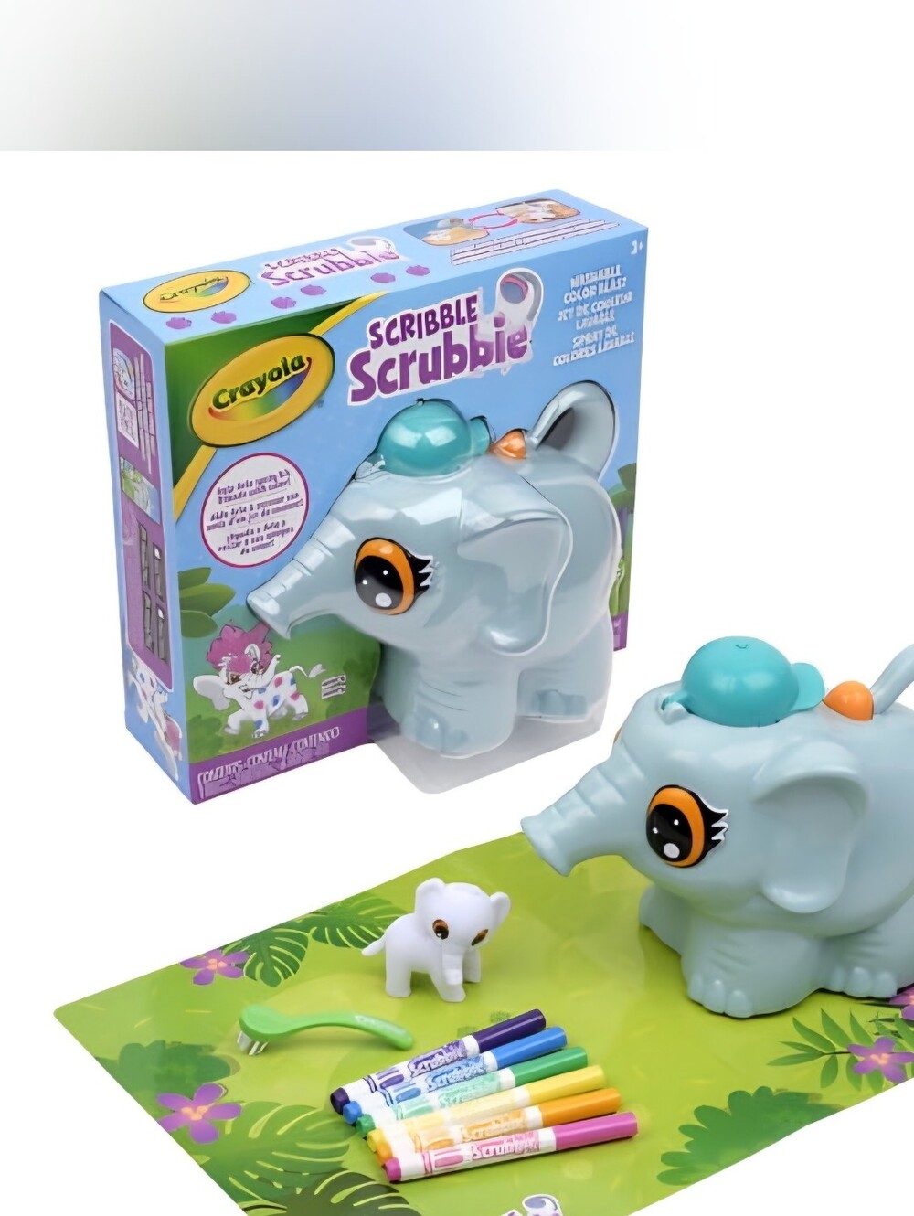 Crayola Scribble Scrubbie Color Blast, Jumbo Elephant Airbrush Spray Art Kit NEW
